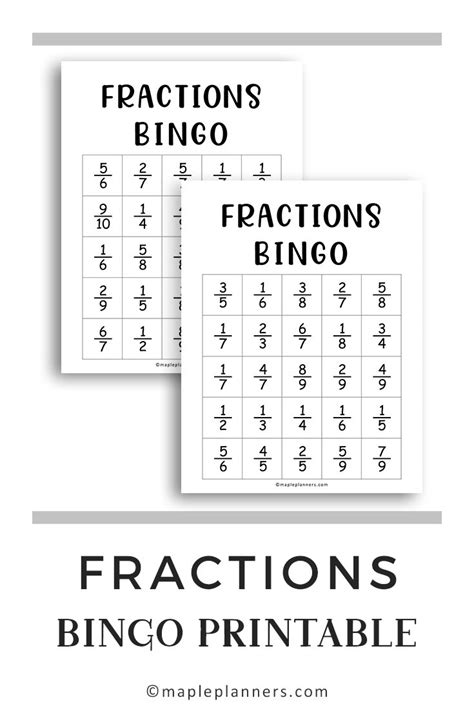 Free Printable Simplifying Fractions Bingo Fun Math Games For Kids
