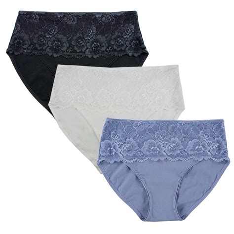 Cotton Underwear For Women With Lace Panel 3 Pk 594 Basics Fem