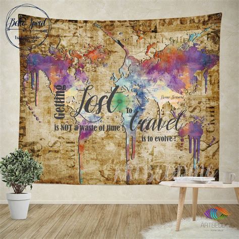 .wise, and humorous old tapestry quotes, tapestry sayings, and tapestry proverbs, collected over the tapestry of my life was a ruin of unravelling threads. Wanderlust Quote wall Tapestry, Boho spirit wall hanging, Grunge world map wall tapestries ...