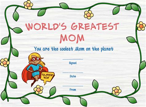 Free Mothers Day Certificates And Awards At