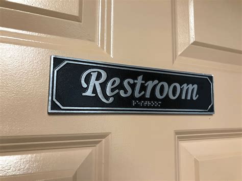 Aluminum Restroom Door Sign With Braille Custom Metal Signs