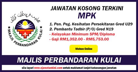 Jawatan kosong majlis perbandaran kulim 2020 mpkk. Jawatan Kosong Terkini di Majlis Perbandaran Kulai (MPK ...