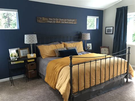 Navy And Yellow Bedroom