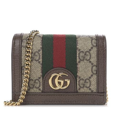 Gucci Gg Supreme Monogram Web Ophidia Chain Card Case