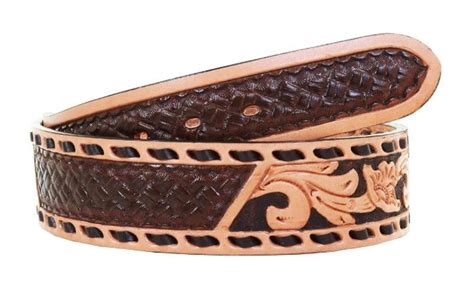 Floral Tooled Buckstitch Belt By Double J Saddlery Wheelers Outfitters