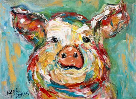 Pig Print On Canvas Farm Art Hog Print Made From Image Of Past