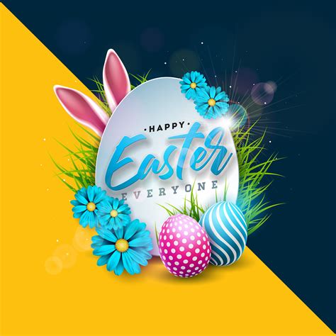 Easter Border Eggs Floral Pattern Happy Easter Greeting Card Vector D44