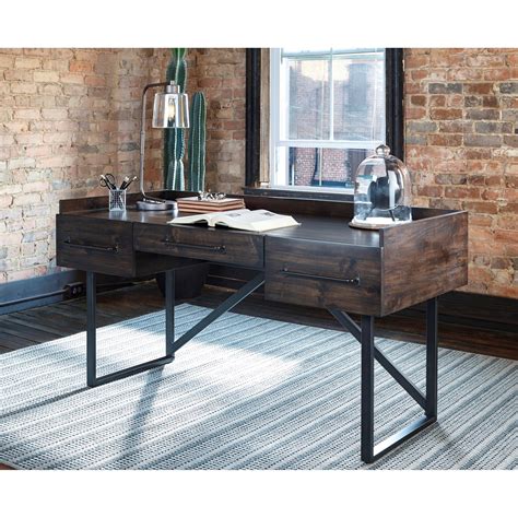 Modern Rusticindustrial Home Office Desk With Steel Base By Signature
