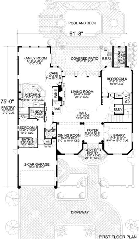 Mediterranean Style House Plan 6 Beds 55 Baths 5445 Sqft Plan 420