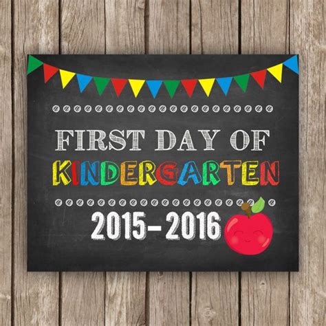 First Day Of Kindergarten Sign 8x10 Instant Download Photo Prop Back
