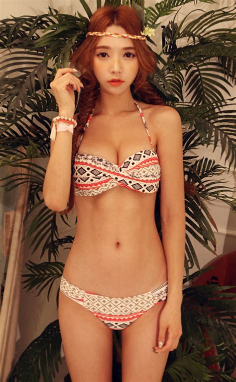 Dabagirl Tribal Pattern Halter Neck Tube Top Bikini Kstylick Latest Korean Fashion K Pop