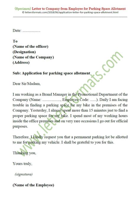 Sample letter of request for temporary parking permit. Explore Our Image of Parking Warning Notice Template in ...