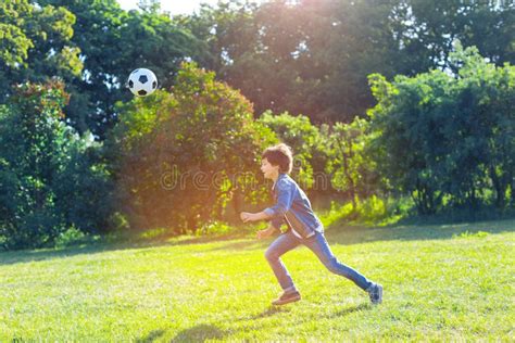 Active Teen Boy Playing Football Outdoors Stock Image Image Of Dream