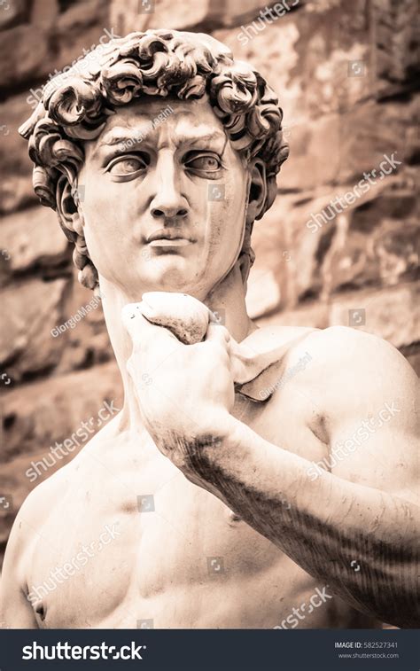 Michelangelos David Portrait Replica Statue Florence Stock Photo