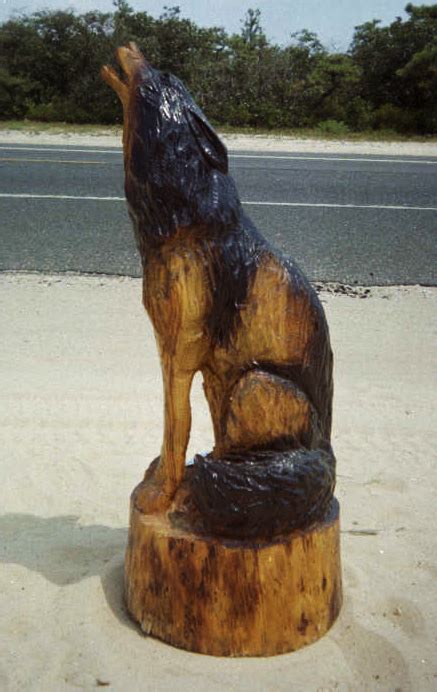 Life Size Wolf Wood Carvings