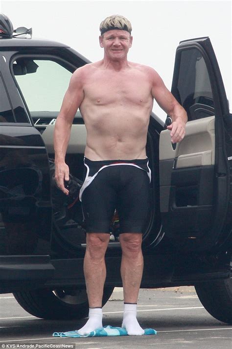Shirtless Gordon Ramsay Shows Off His Muscles As He Strips Out Of His