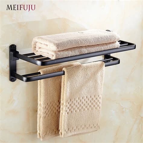 Meifuju Folding Aluminum Towel Racks Bathroomtowel Rack With Shelf