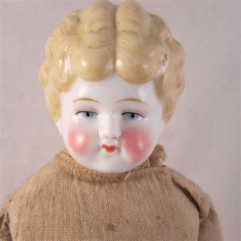 Antique China Head Doll Porcelain Germany C 1900 Low Brow Blonde 17 5