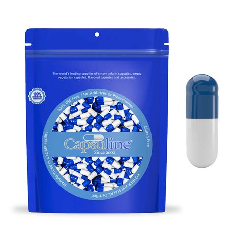 Colored Size 00 Empty Gelatin Capsules By Capsuline Bluewhite 1000