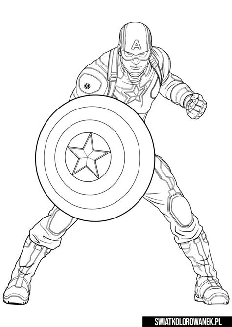 The Captain America Coloring Page Is Shown In This Image It Looks Like