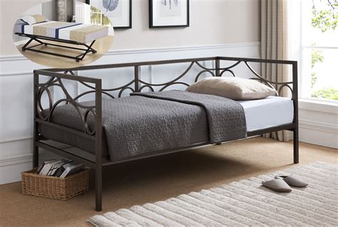 Metal Daybed With Trundle Homelegance Adalie Tuxedo Twin Size Fabric