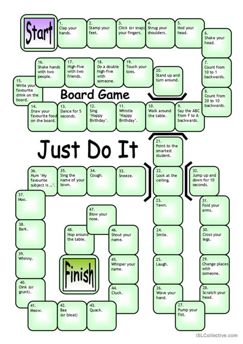 Board Game Just Do It English Esl Worksheets Pdf And Doc