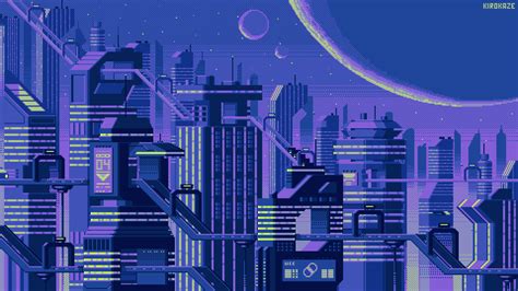 Train City By Kirokaze Pixel Art Landscape Pixel Art Cyberpunk City