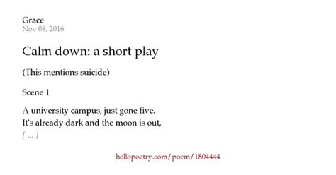 Calm Down A Short Play By Grace Hello Poetry