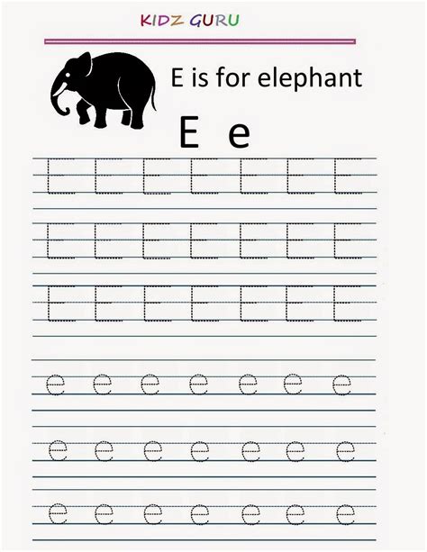 Kindergarten Worksheets Printable Tracing Worksheet Alphabet E E