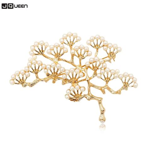 Vintage Alloy Imitation Pearl Brooch Pins Gold Silver Color Pins Tree Brooch Branch Fashion