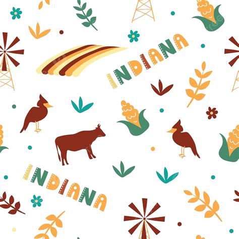 Indiana State Symbols Usa Collection Of Vector Illustrations Vector