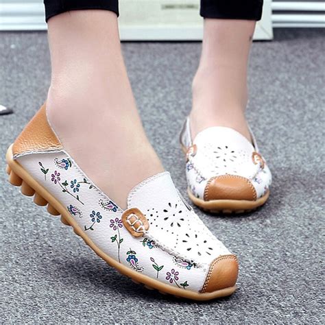 Genuine Leather Shoes Women Ballet Flats Loafers Summer Moccasins