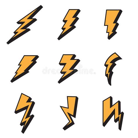 Sketch perfect lightning bolts every time with a straight edge. Three-dimensional Lightning Bolts Drawn In Cartoon Style ...