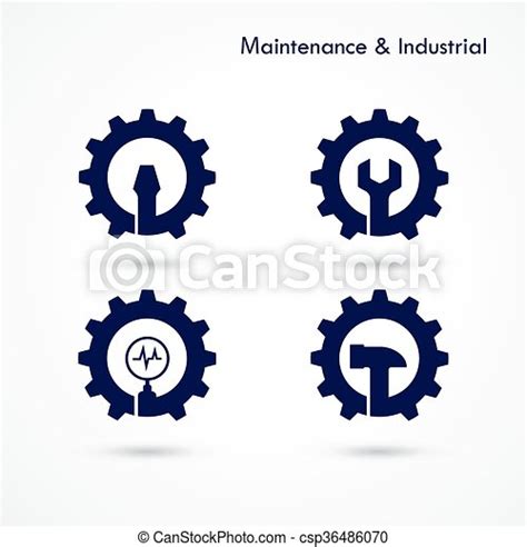 Maintenance And Repair Logo Elements Design Maintenance Service And
