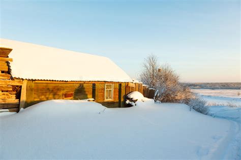 Village House In Snow And The Path Stock Photo Image Of