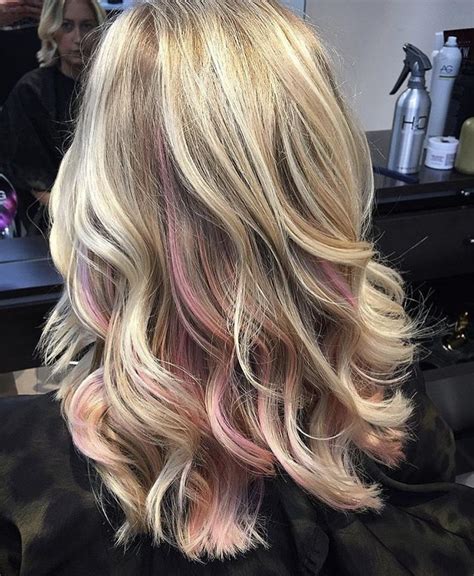 Image Result For Pastel Pink Highlights In Blonde Hair Blonde Hair