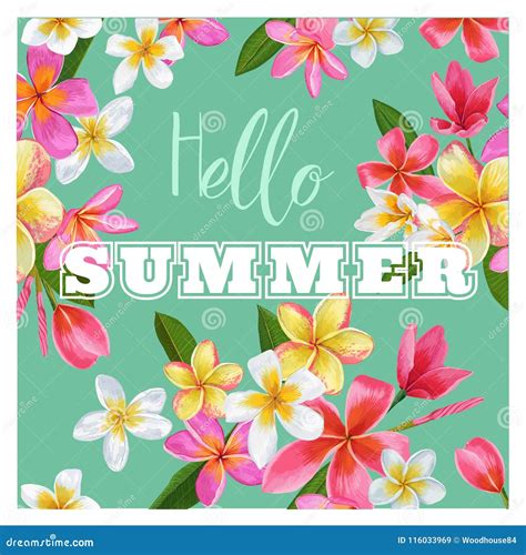 Summertime Floral Poster Tropical Plumeria Flowers Design For Banner