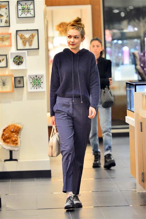 Gigi Hadid Rocks A Blue Hoodie With A Pair Of Matching Blue Trousers