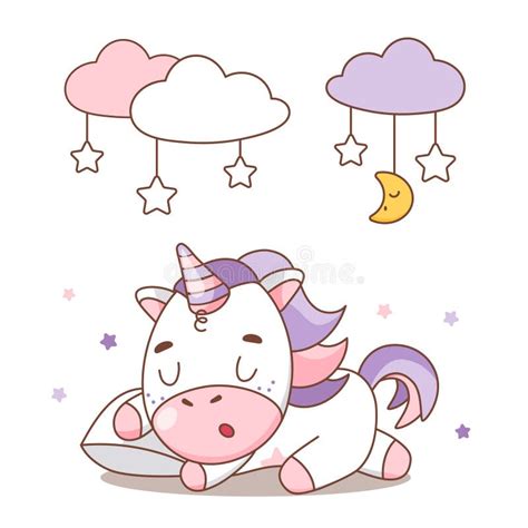 Cute Baby Unicorn Sleeping Stock Vector Illustration Of Drawing