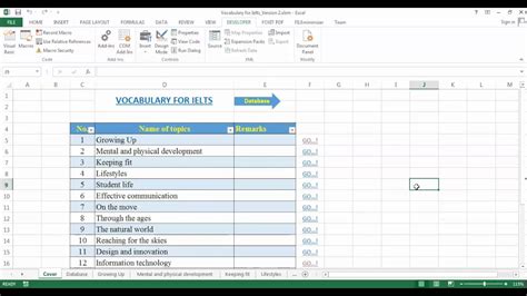 Excel For Vocabulary Version 2 Youtube