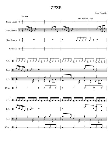 Welcome to the cud music page! ZEZE 2 Drumline Cadence sheet music for Percussion download free in PDF or MIDI