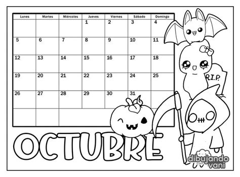 Mes De Octubre 2020 Para Imprimir Y Colorear Calendario Para