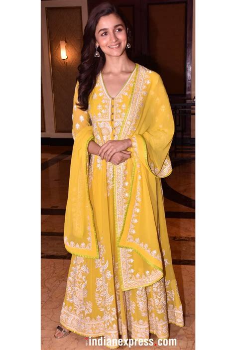 Raazi Success Party Alia Bhatts Butter Yellow Anarkali Is Ideal For A