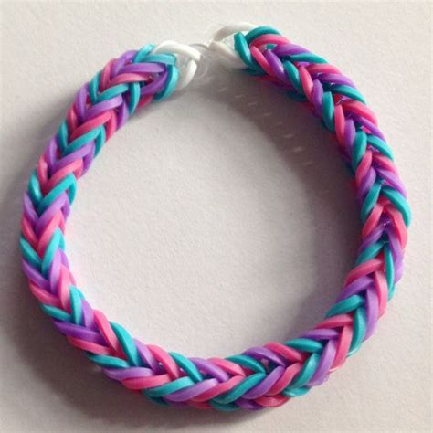 Purple Pink And Blue Rubber Band Bracelet By Cutiepiebracelet Rainbow