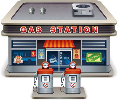 Elements Of Cartoon Gas Station Vector Vector Cartoon Free Vector Free Download