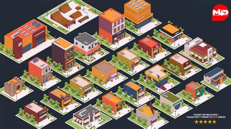 3d Model Low Poly City Buildings Pack Vr Ar Low Poly Cgtrader