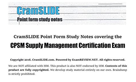 Cramslide Point Form Study Notes Covering The Cpsm Supply Management