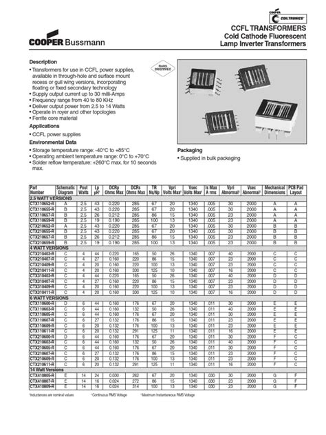 Description Ccfl Transformers Cold Cathode Fluorescent Lamp Inverter