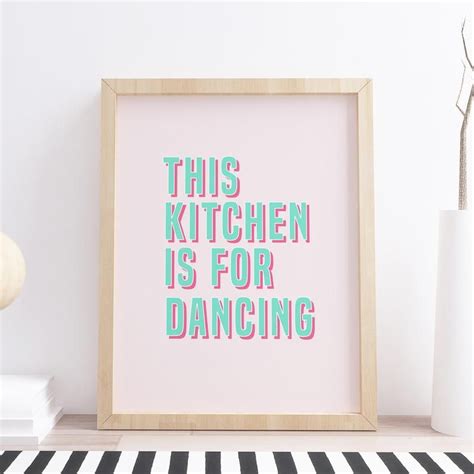 This Kitchen Is For Dancing Typography Print Colourful Quote Etsy Uk