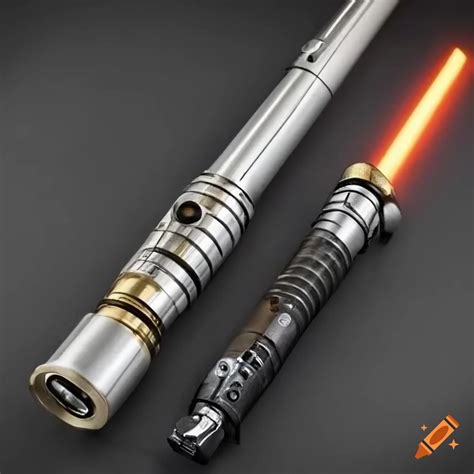 Weathered Silver Lightsaber Hilt With Gold Accents